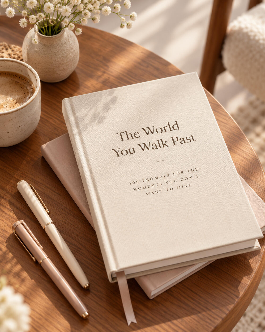 The World You Walk Past Journal on Coffee Table with 2 Pens